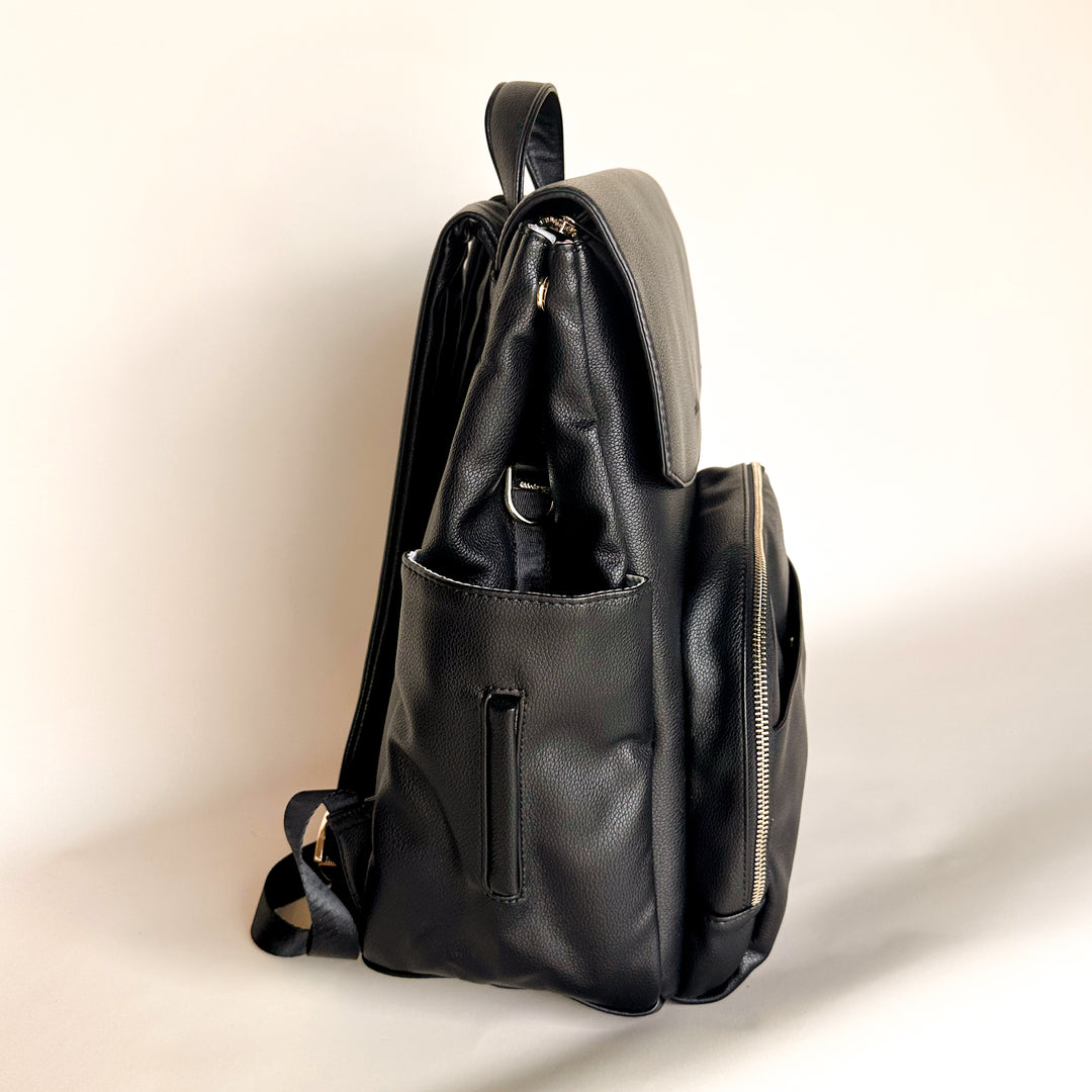 BROOKLYN Backpack Nappy Bag - Black/Euca