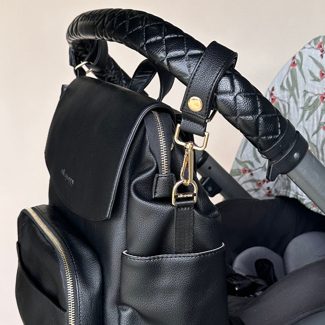 BROOKLYN Backpack Nappy Bag - Black/Euca