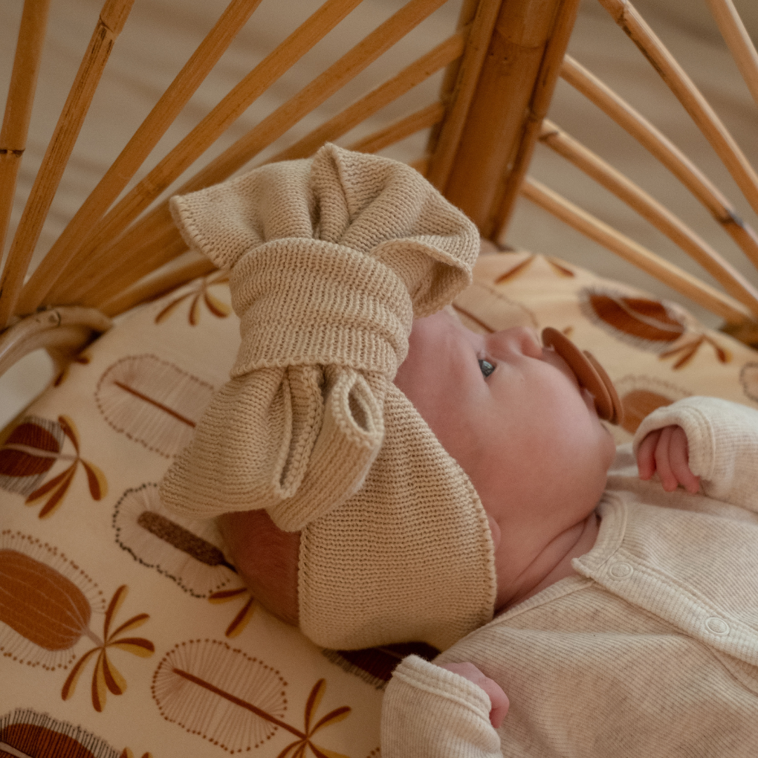 KNITTED HEADBAND BOW - Beige