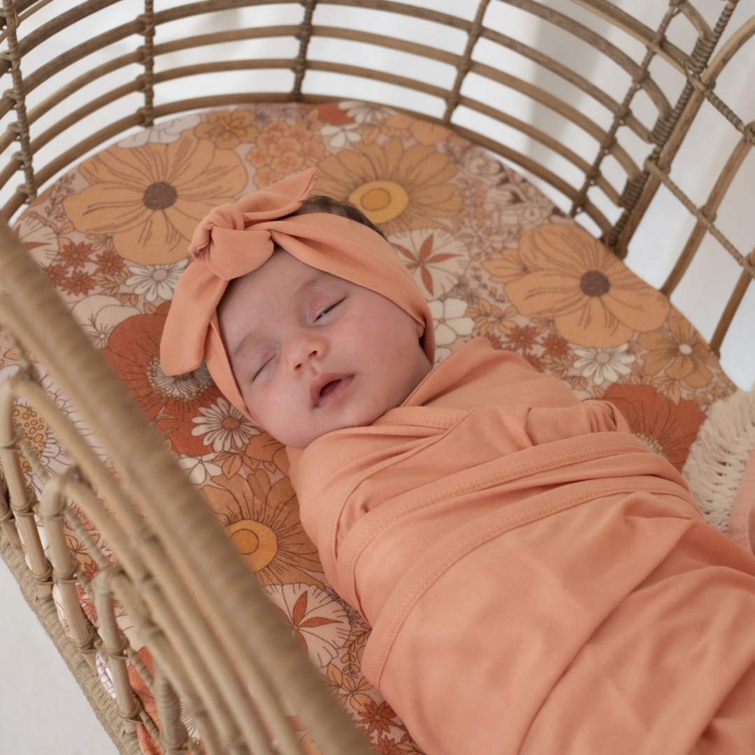 Milk & Poppy Baby Girl Names Floral Cot Bassinet Sheet