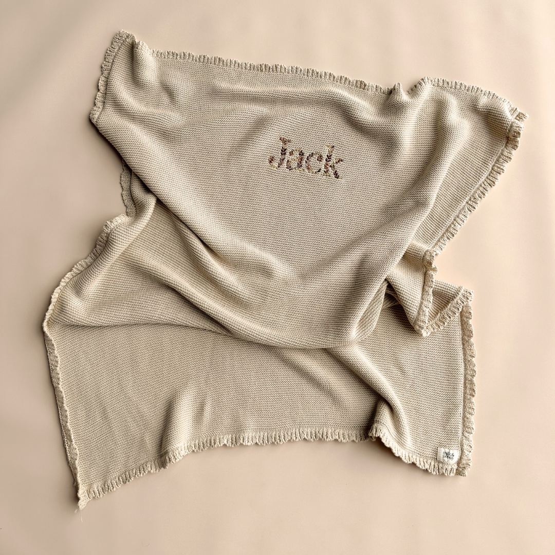 HEIRLOOM NAME BLANKET - Biscuit