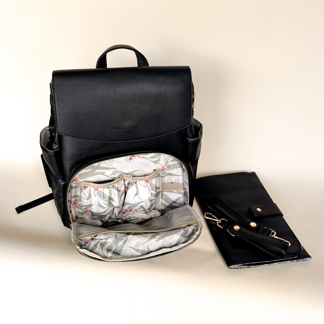 BROOKLYN Backpack Nappy Bag - Black/Euca