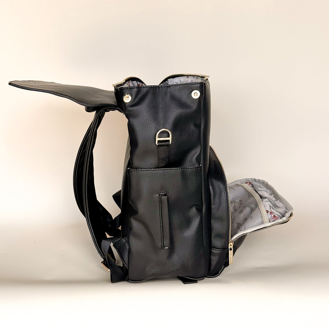 BROOKLYN Backpack Nappy Bag - Black/Euca