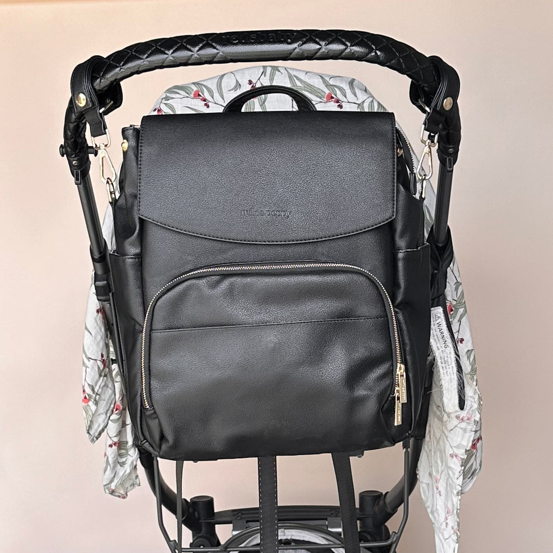 BROOKLYN Backpack Nappy Bag - Black/Euca