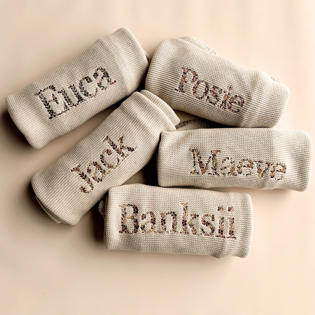 HEIRLOOM NAME BLANKET - Biscuit