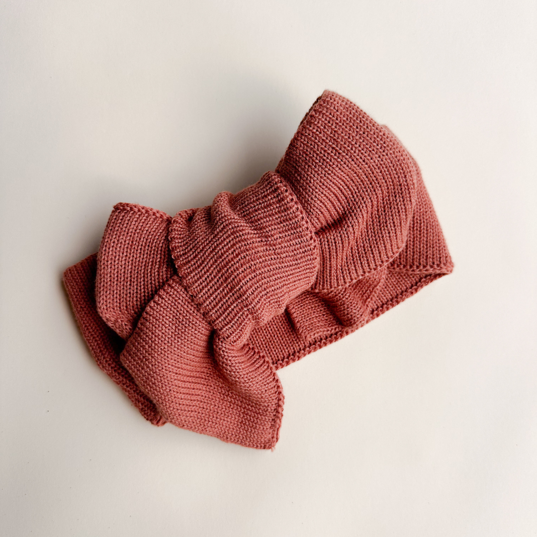 KNITTED HEADBAND BOW - dusk