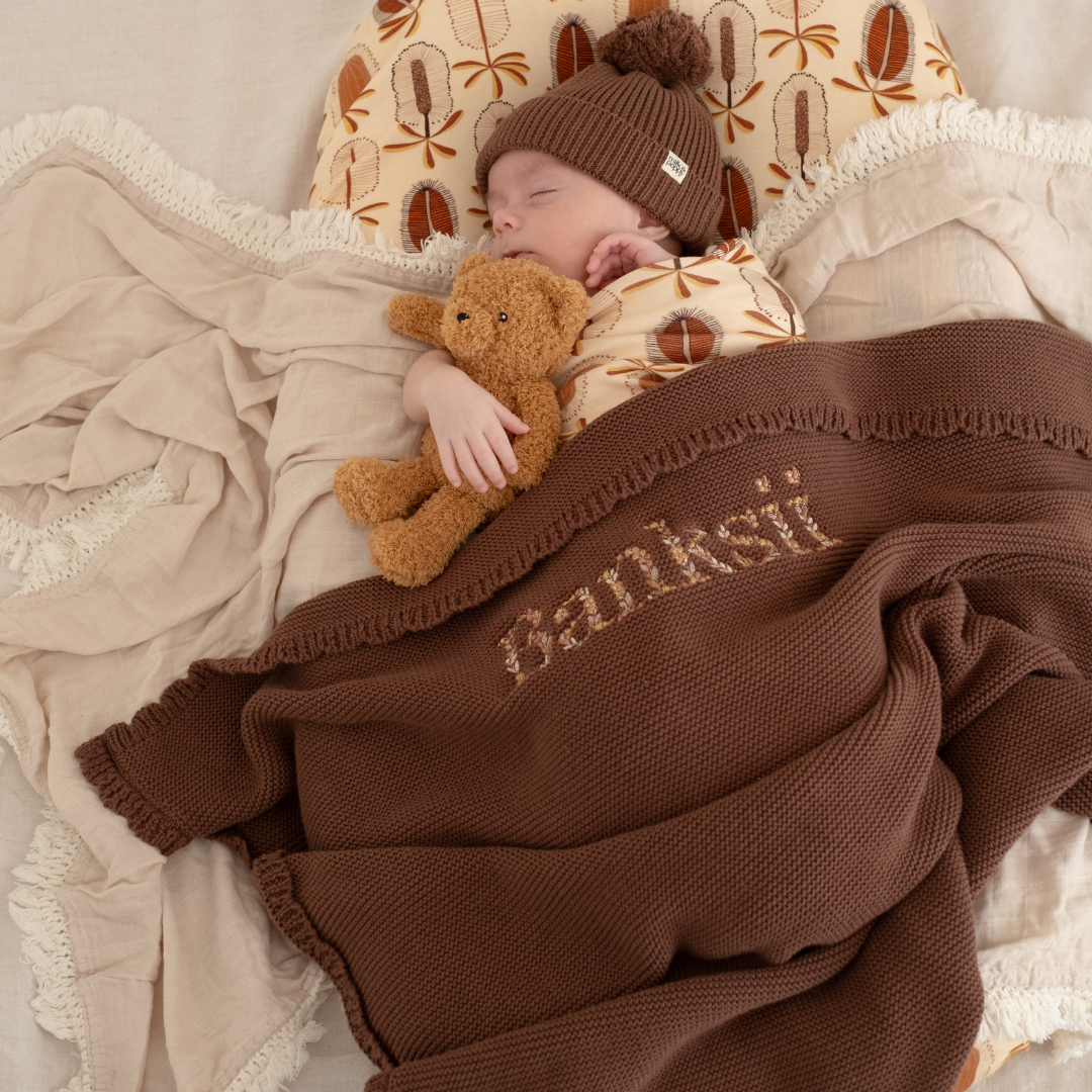 HEIRLOOM NAME BLANKET - Chocolate