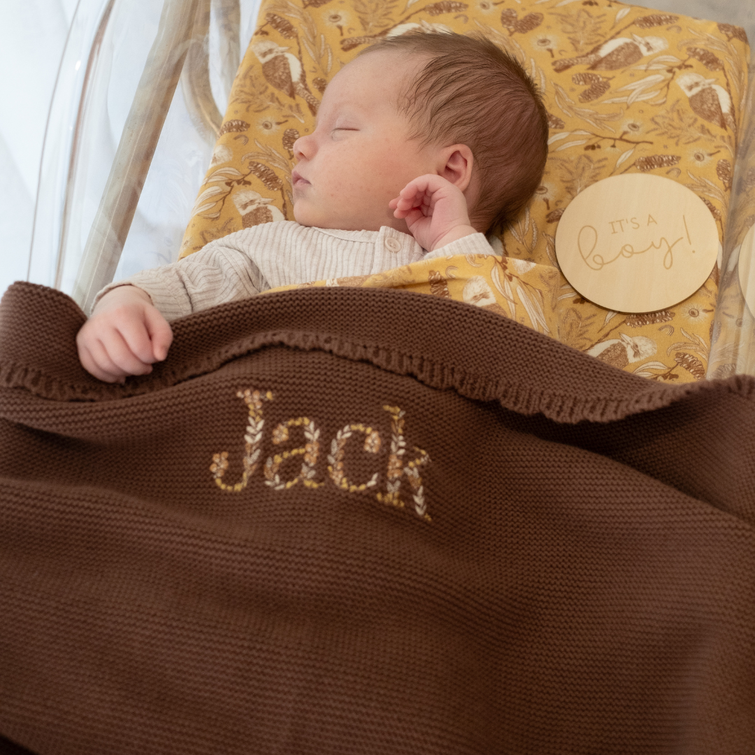HEIRLOOM NAME BLANKET - Chocolate