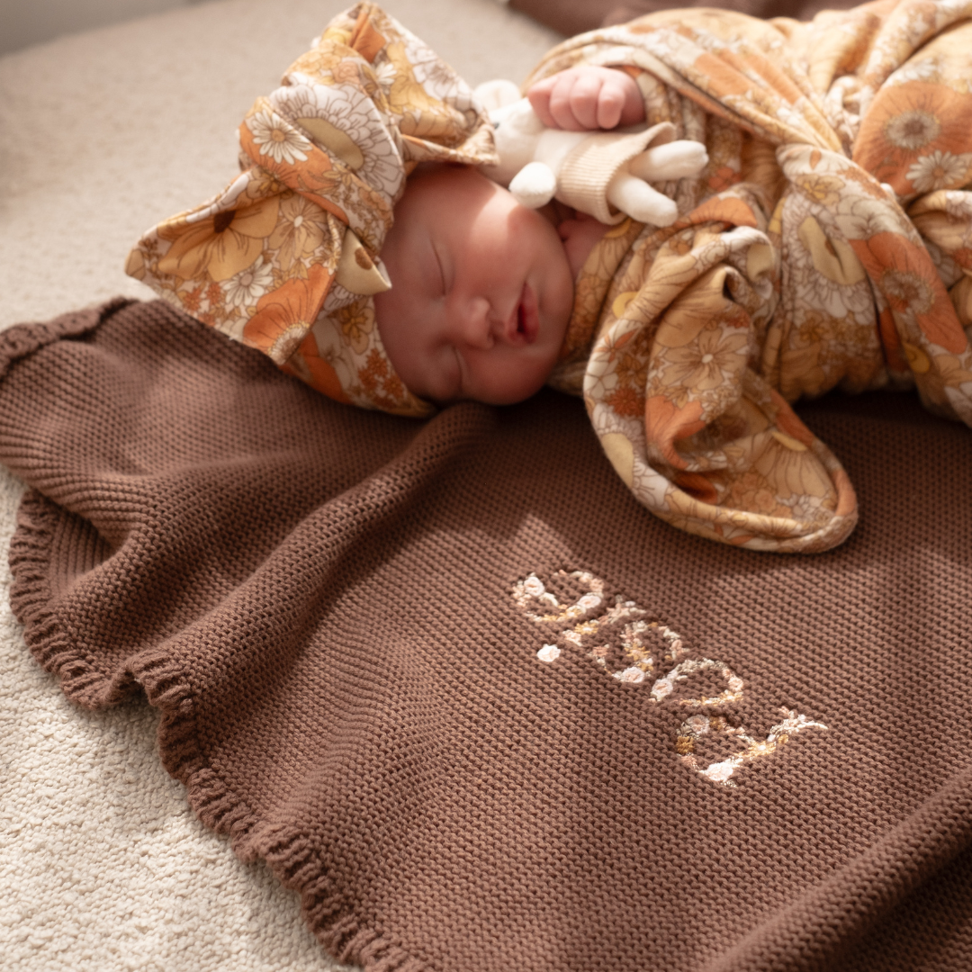 HEIRLOOM NAME BLANKET - Chocolate