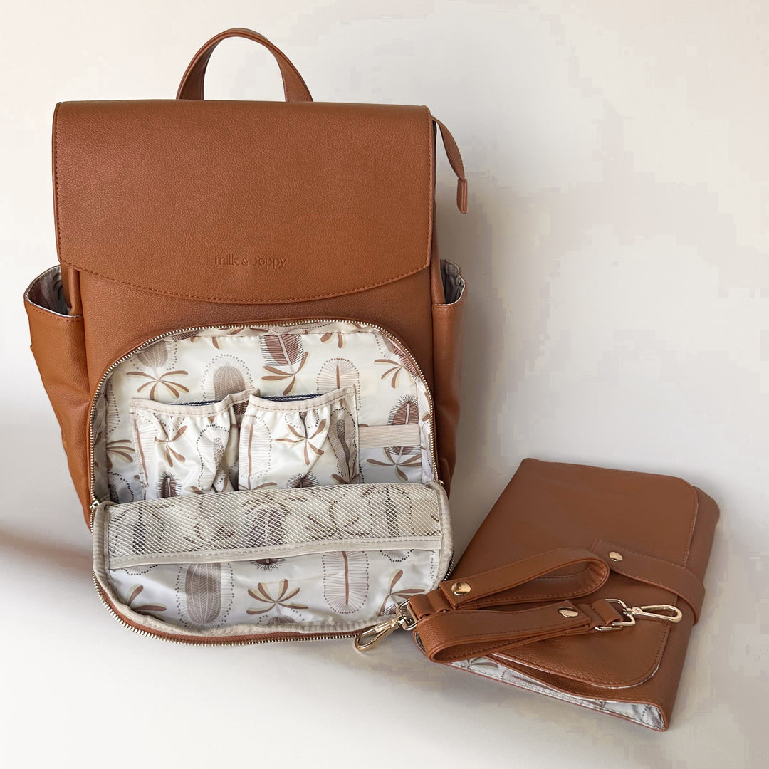 BROOKLYN Backpack Nappy Bag - Tan/Banksii