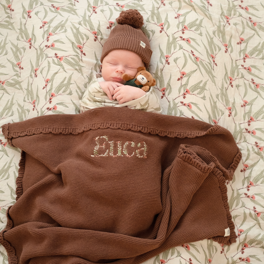 HEIRLOOM NAME BLANKET - Chocolate