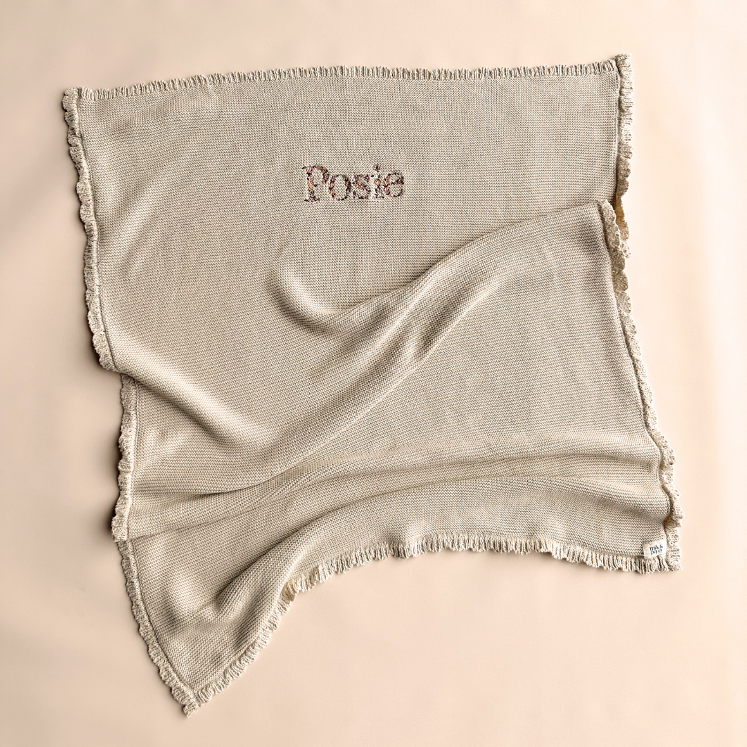 HEIRLOOM NAME BLANKET - Biscuit