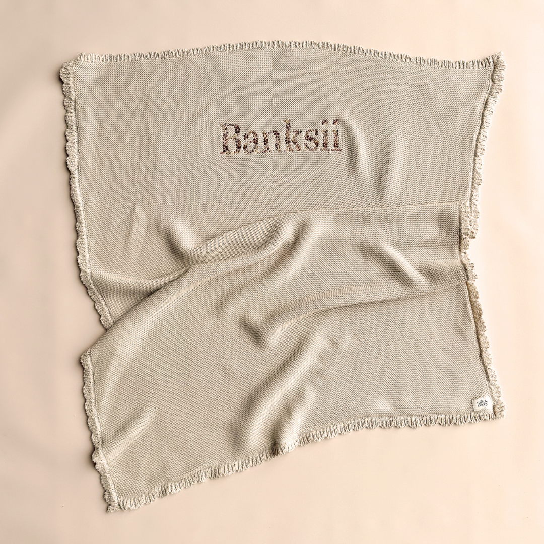 HEIRLOOM NAME BLANKET - Biscuit