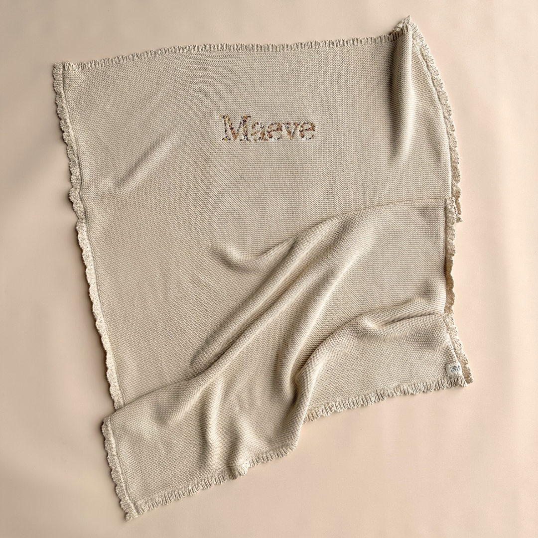 HEIRLOOM NAME BLANKET - Biscuit