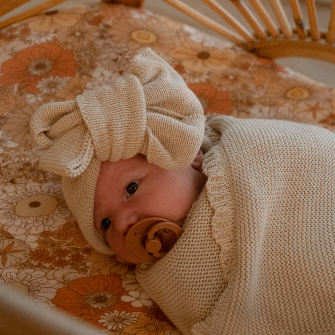 KNITTED HEADBAND BOW - Beige