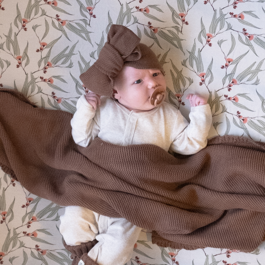 KNITTED HEADBAND BOW - Chocolate
