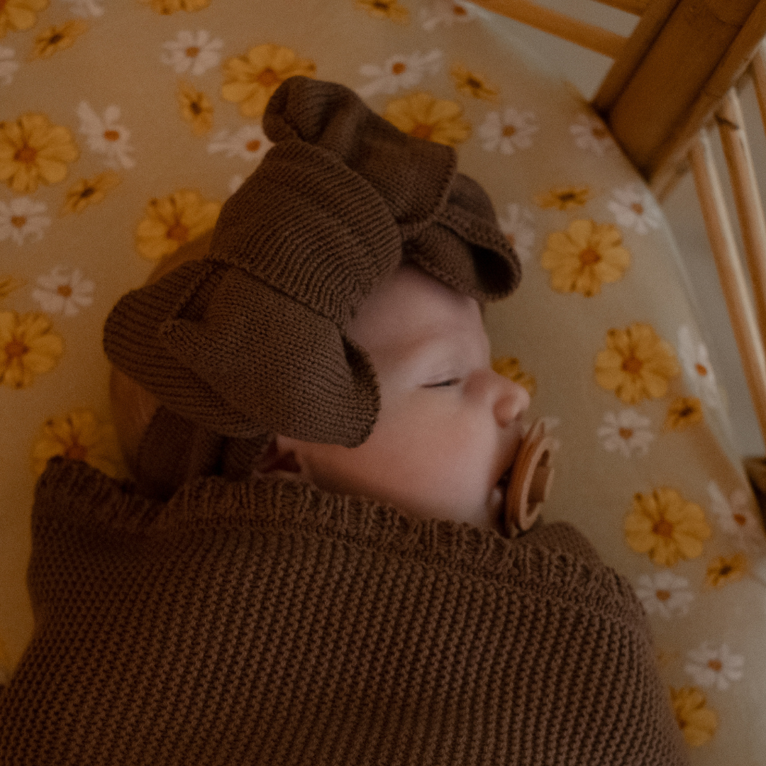 KNITTED HEADBAND BOW - Chocolate