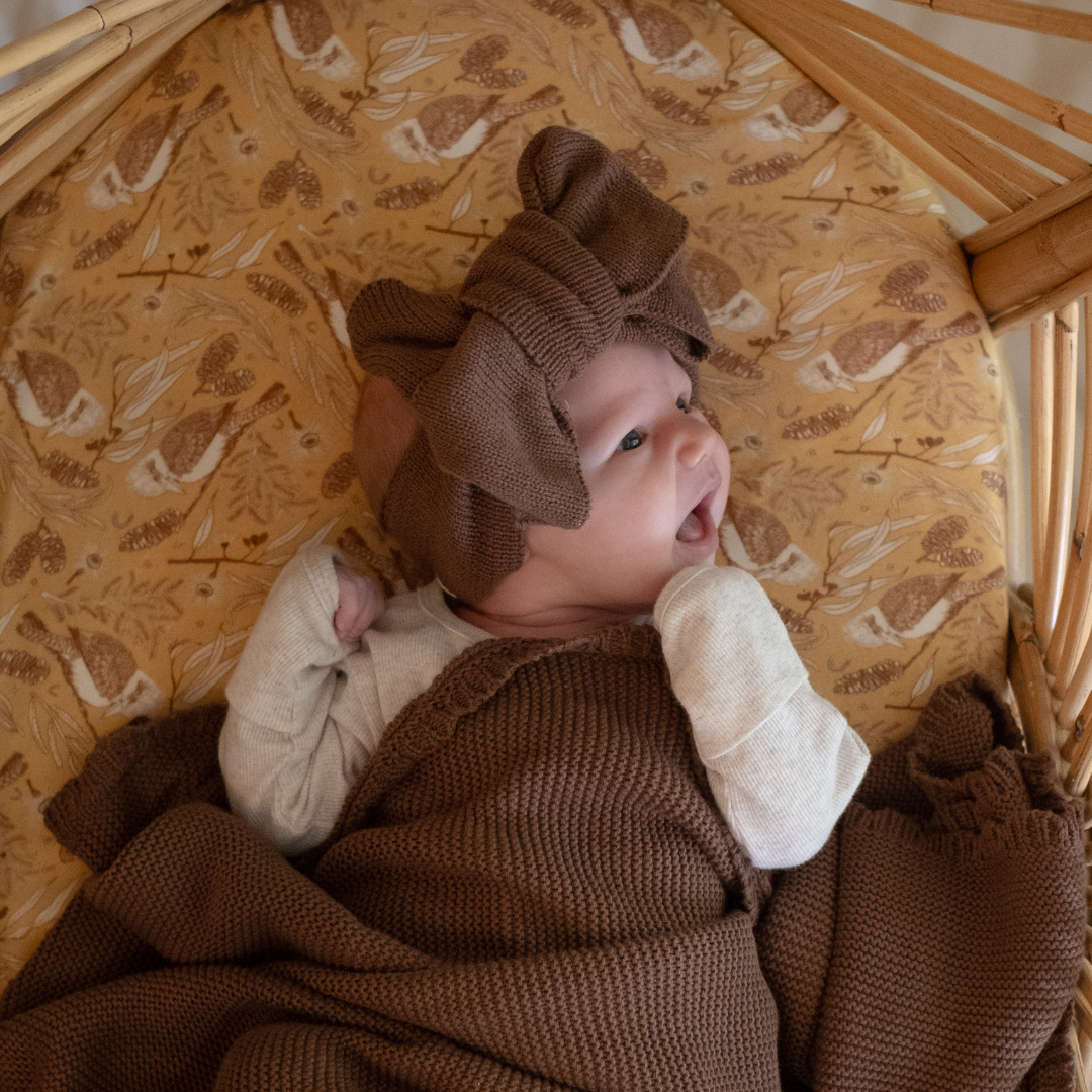 KNITTED HEADBAND BOW - Chocolate