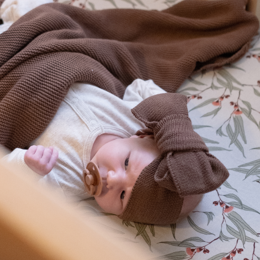 KNITTED HEADBAND BOW - Chocolate
