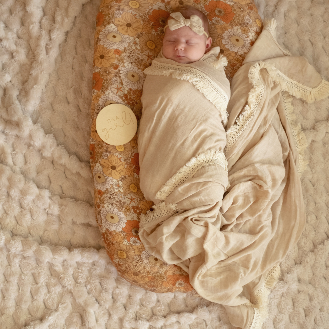 MUSLIN SWADDLE - Powder Tassel