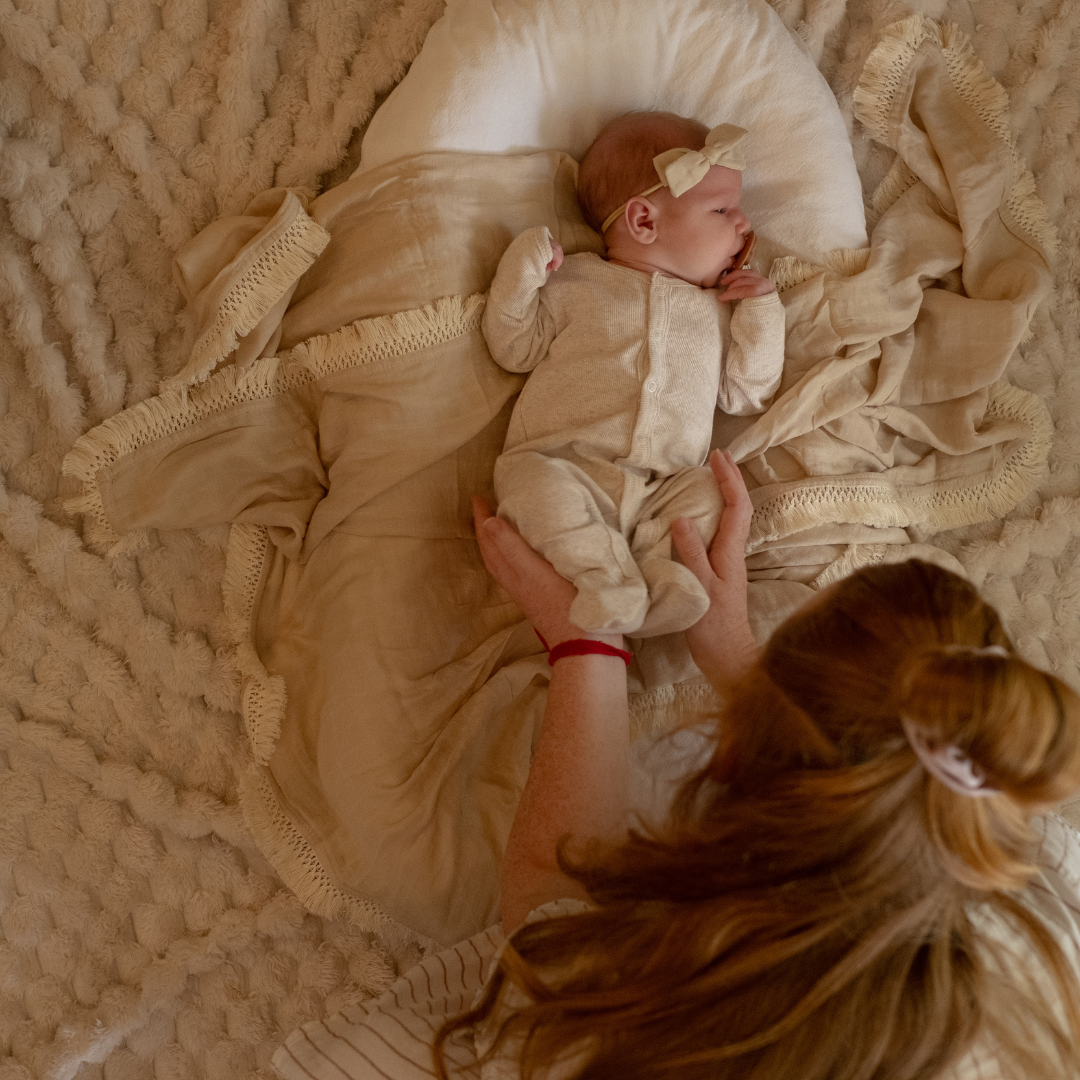 MUSLIN SWADDLE - Powder Tassel