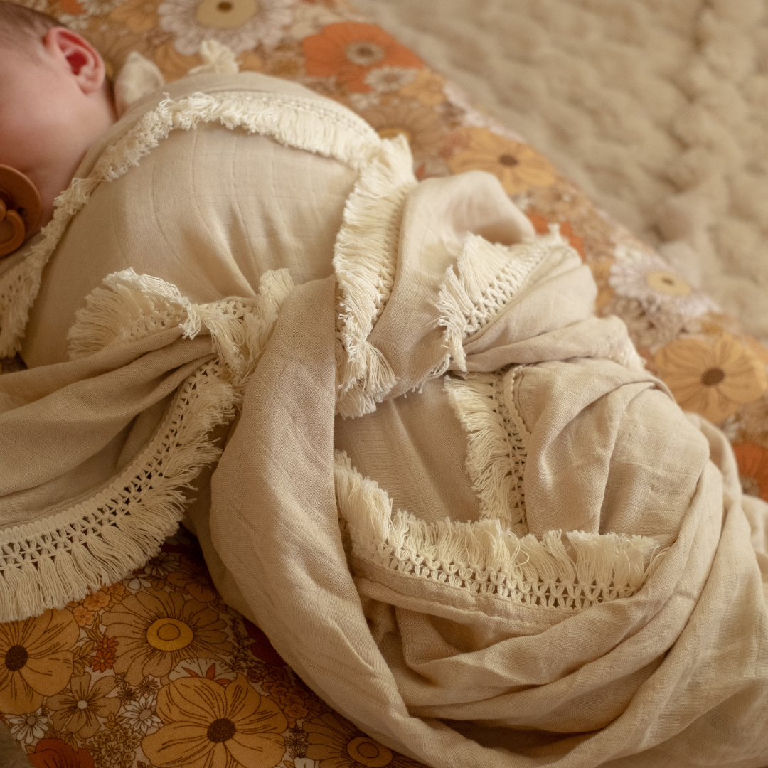 MUSLIN SWADDLE - Powder Tassel
