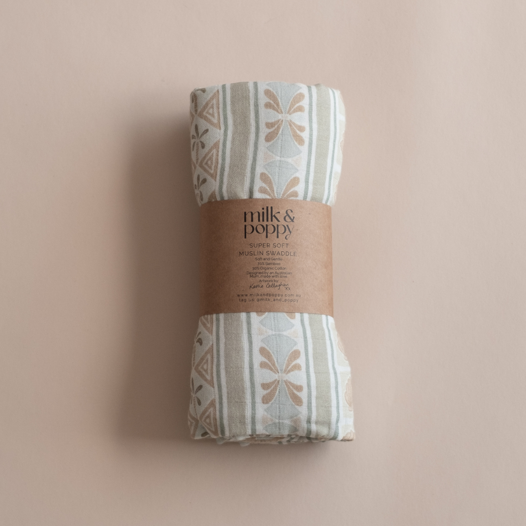 COVE Muslin Swaddle Milk & Poppy
