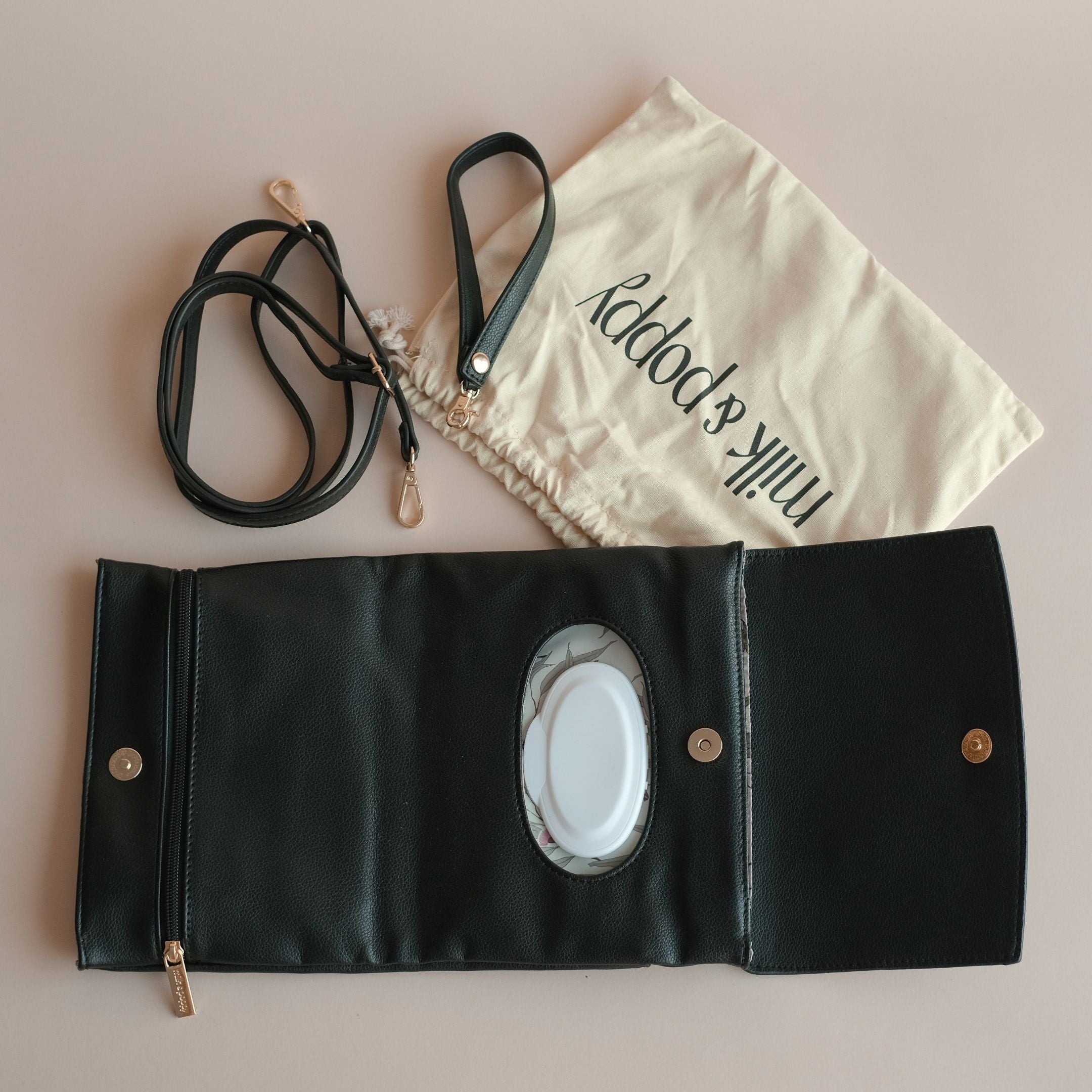 ANDI Nappy Wallet - Black/Euca - Milk & Poppy