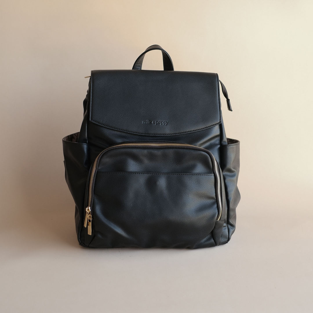 BROOKLYN Backpack Nappy Bag - Black/Euca - Milk & Poppy