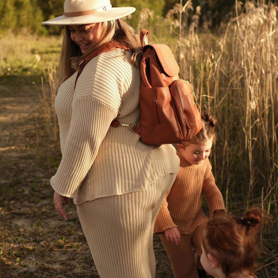 BROOKLYN Backpack Nappy Bag - Tan/Banksii - Milk & Poppy
