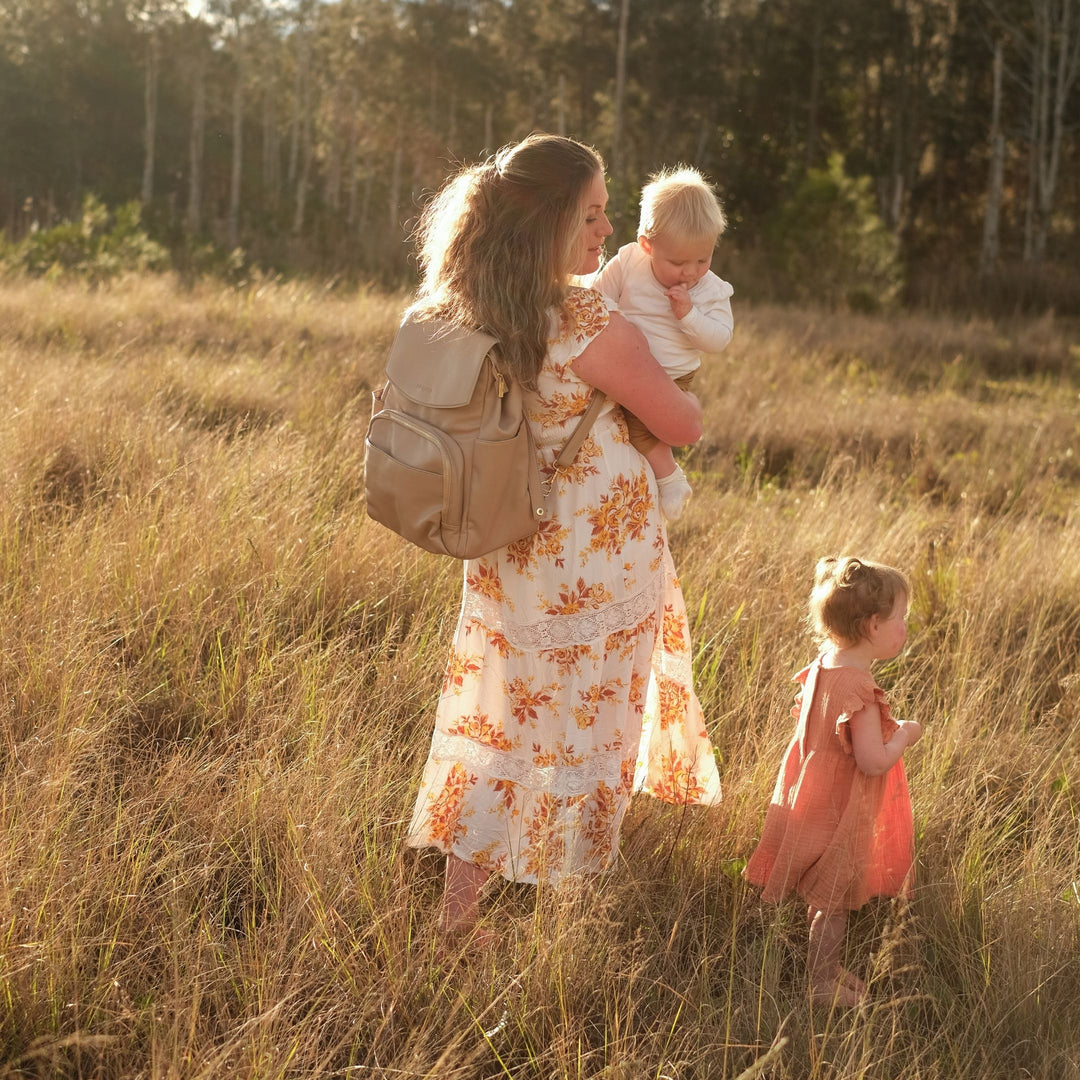 BROOKLYN Backpack Nappy Bag - Beige/Maeve - Milk & Poppy